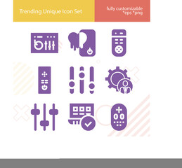 Simple set of control room related filled icons.