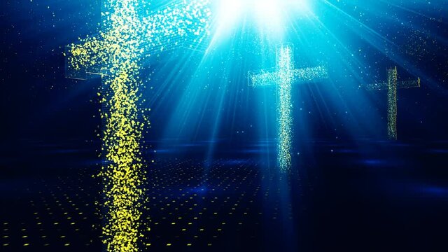 Cross of Jesus on spiritual religious background. 3D rendering, 3D illustrations.