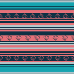 Vector colourful flowers striped seamless pattern background