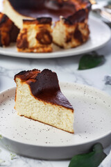 Homemade San Sebastian Basque Cheesecake with cream cheese