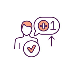 Single shopper RGB color icon. Smart shopping tips. Consumerism and commerce. Marketing strategy. Personal improvement. Store checkout. Visit shop alone. Isolated vector illustration