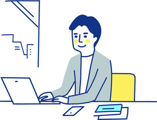 パソコン作業をする男性