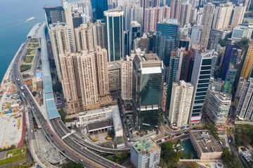 Aerial view of Hong Kong city