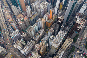 Top down view of Hong Kong city