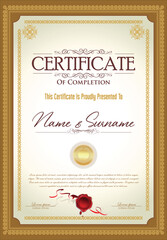 Certificate or diploma retro vintage design template 