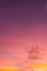 Sunset sky vertical in the evening on twilight with colorful sun rays ,Dusk sky background.