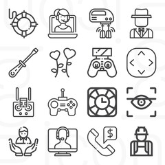 16 pack of operator  lineal web icons set