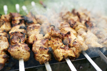 shish kebab on skewers