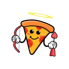 cute pizza slice cartoon mascot character