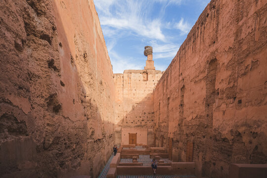 The historical 16th century El Badi Palace in Kasbah, Marrakech Morocco