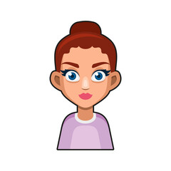 Cute Beautiful Girl Avatar Character. Young Woman Cartoon Style Userpic Icon
