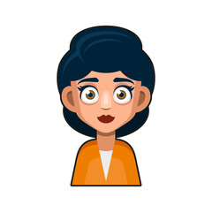 Cute Beautiful Girl Avatar Character. Young Woman Cartoon Style Userpic Icon