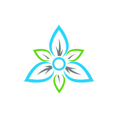 vector illustration of a lotus flower in blue and green color display