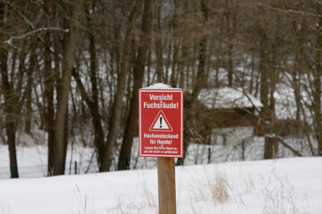 Warnschild Fuchsräude