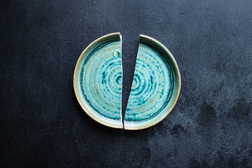 broken plate for food handmade ceramics dishes shards on the table