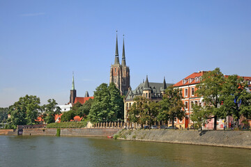 Naklejka premium View of Ostrow Tumski in Wroclaw. Poland