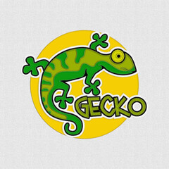 gecko lizard character embroidery illustration