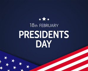 Vector banner design for Presidents Day US national holiday with flag elements 18th february