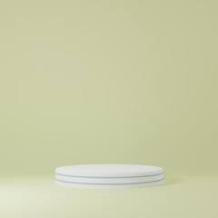 white cylinder Product Stand in green room ,Studio Scene For Product ,minimal design,3D rendering