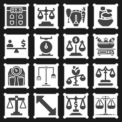 16 pack of of measurement  filled web icons set