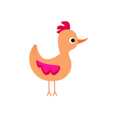 Beautiful bright bird. Multicolored cartoon bird. Design element in flat style isolated on white background. Vector illustration