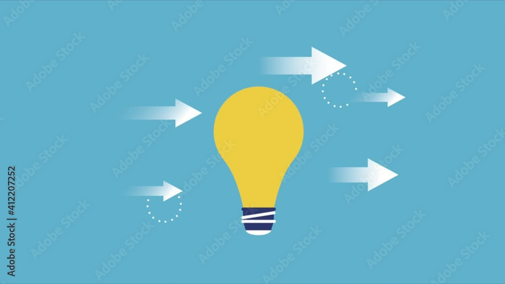 Poster bulb light idea with arrows animation