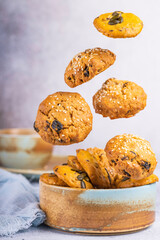 Mixed cookies in a bowl. Fresh homemade cookies.
