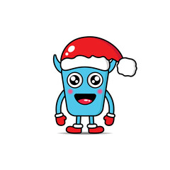 cute vector cartoon monsters Christmas. Design for print, decoration, t-shirt, illustration, or sticker mascot kawaii