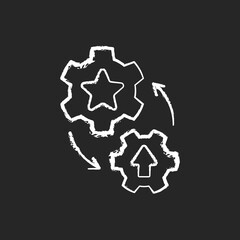 Mentorship chalk white icon on black background. Workshop conducting. Getting professional skills. Knowledge transfer. Professionals teach colleagues. Isolated vector chalkboard illustration