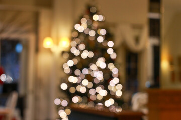 blurred christmas tree with lights