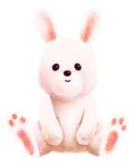 ウサギのぬいぐるみ　水彩　手描き