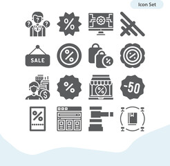 Simple set of buyer related filled icons.