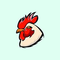 vector logo illustration of a chicken head