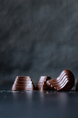 candies chocolate stuffed chocolates truffle sweet dessert ready to eat on the table meal snack top view copy space for text food background rustic image