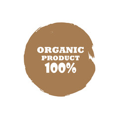 Organic products icon, food package label vector graphic design. Organic food logo, no chemicals sign, vector natural, organic food, bio, eco label and shape. Acrylic grunge tag organic farming label.