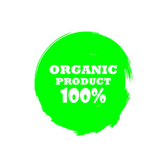 Organic products icon, food package label vector graphic design. Organic food logo, no chemicals sign, vector natural, organic food, bio, eco label and shape. Acrylic grunge tag organic farming label.