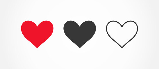 Hearts flat icons. Set of hearts.