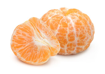 Fresh peeled orange isolated on white background.