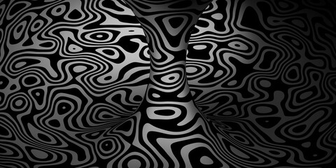 Abstract 3d swirl optical illusion. 3d rendering background illustration. Striped geometric shape. 