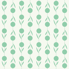 Scandinavian simple botanical seamless pattern. Pastel emerald.