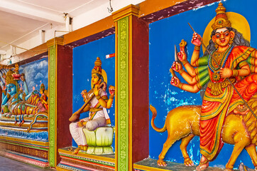 The colorful pannels in Munneswaram Kovil, Sri Lanka.