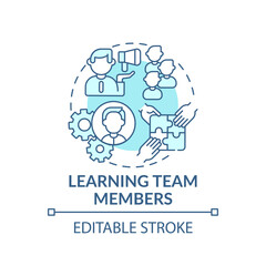 Collaborative learning concept icon. Worker adaptation stages. Methods of making decisions and solving problems idea thin line illustration. Vector isolated outline RGB color drawing. Editable stroke