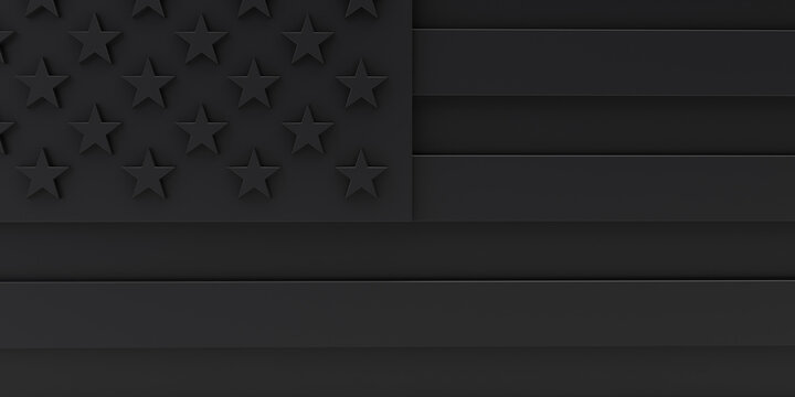 Black United States stars and stripes flag. Black history month. 3D Rendering
