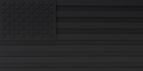Black United States stars and stripes flag. Black history month. 3D Rendering