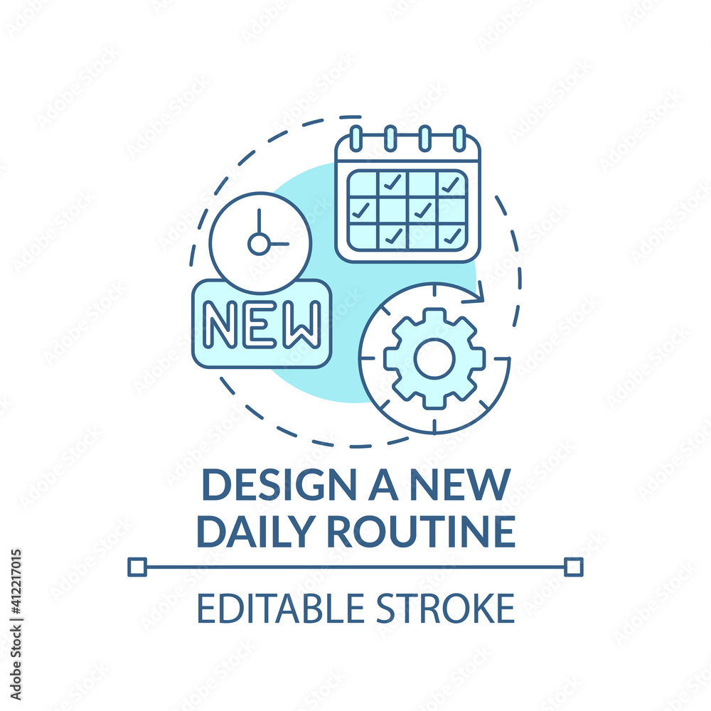 Poster design of new daily routine concept icon. lifestyle change for new work. break bad habits idea thin 