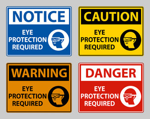 Sign Eye Protection Required on white background