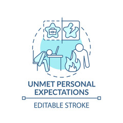 Emotional burnout concept icon. Stress idea thin line illustration. Unmet personal expectations. Weariness work. Office and responsibilities. Vector isolated outline RGB color drawing. Editable stroke