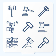 Simple set of 9 icons related to middle ear