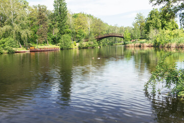 Fragment of a lake in the Mezhyhirya landscape park near Kiev, Ukraine.
