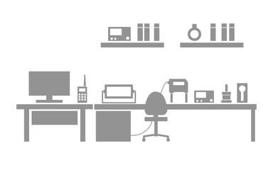 Laboratory with devices. Workplace for an engineer. Industry. Vector illustration.
